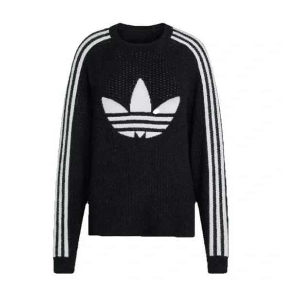 Adidas Originals Lurex Sparkle knit Sweater Sweatshirt with Logo NWT Size L - Picture 8 of 9